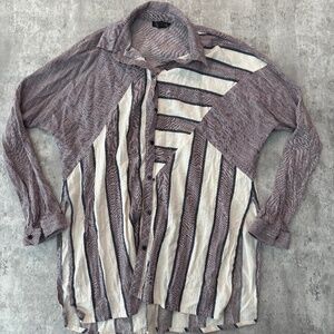 Mixed media 3/4 sleeve bohemian hippie shirt topshop lagenlook long line 6